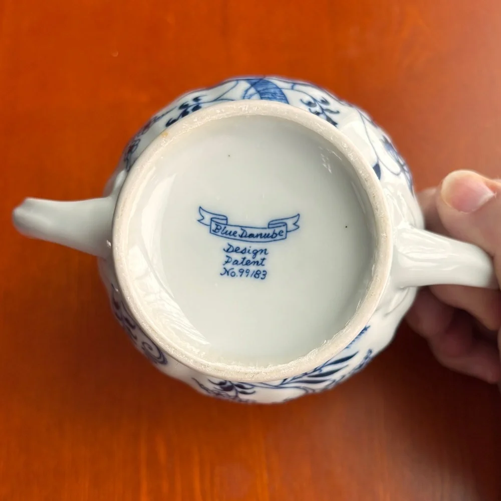 Blue Danube Creamer Sugar Set Vintage Porcelain Banner